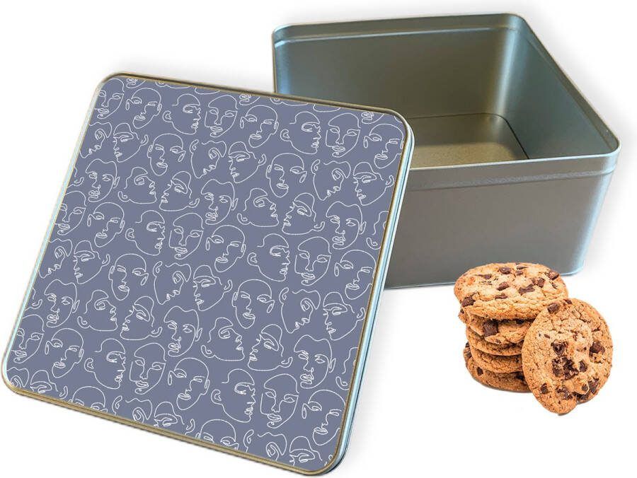 Knaldeals.com Koektrommel Gezichten Vierkant Bewaarblik 20x20x10 cm