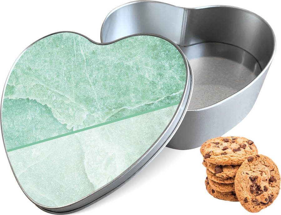 Knaldeals.com Koektrommel Green Marble Hart Bewaarblik 14x15x5 cm
