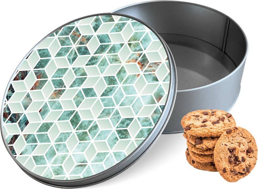 Knaldeals.com Koektrommel Groen Hexagon Marmer Bewaarblik 15x15x5 cm