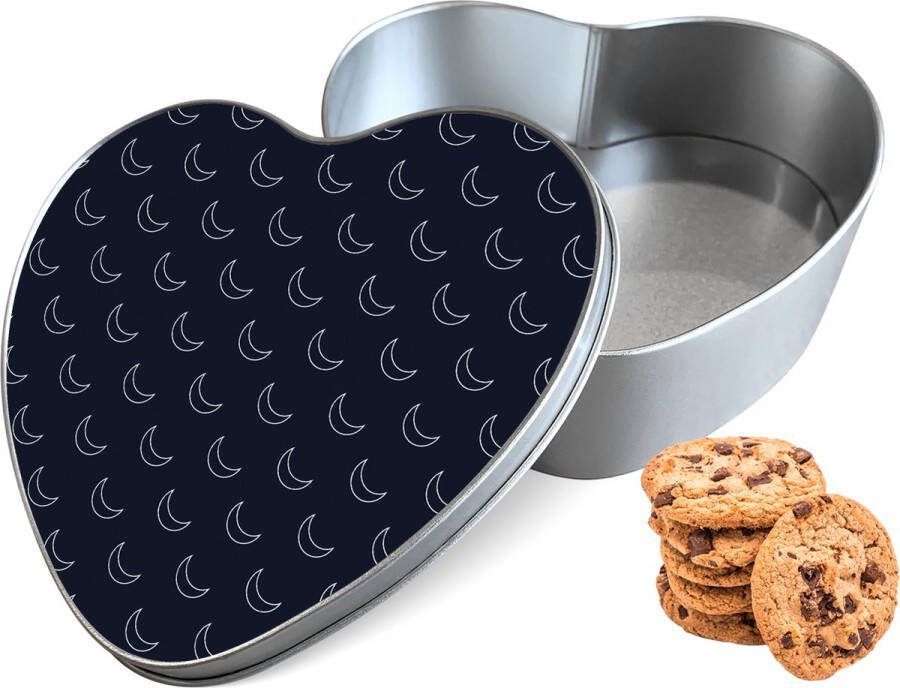 Knaldeals.com Koektrommel Maanpatroon Hart Bewaarblik 14x15x5 cm