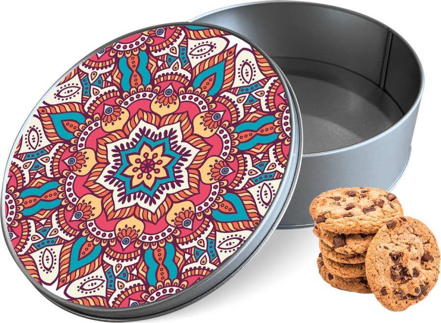 Knaldeals.com Koektrommel Mandala Hippie Rond Bewaarblik 15x15x5 cm