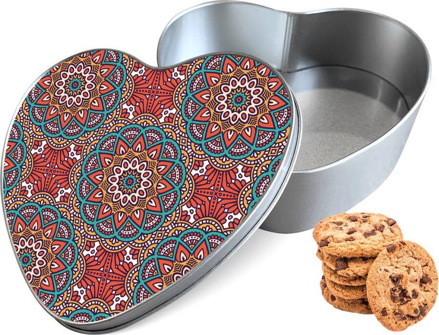 Knaldeals.com Koektrommel Orientaalse Mandala Hart Bewaarblik 14x15x5 cm