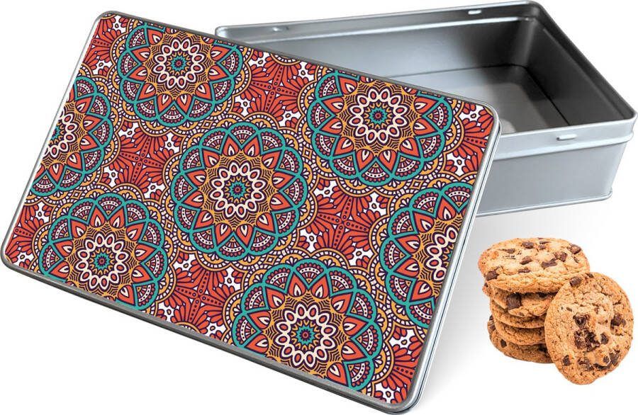 Knaldeals.com Koektrommel Orientaalse Mandala Rechthoek Bewaarblik 20x13x5 cm