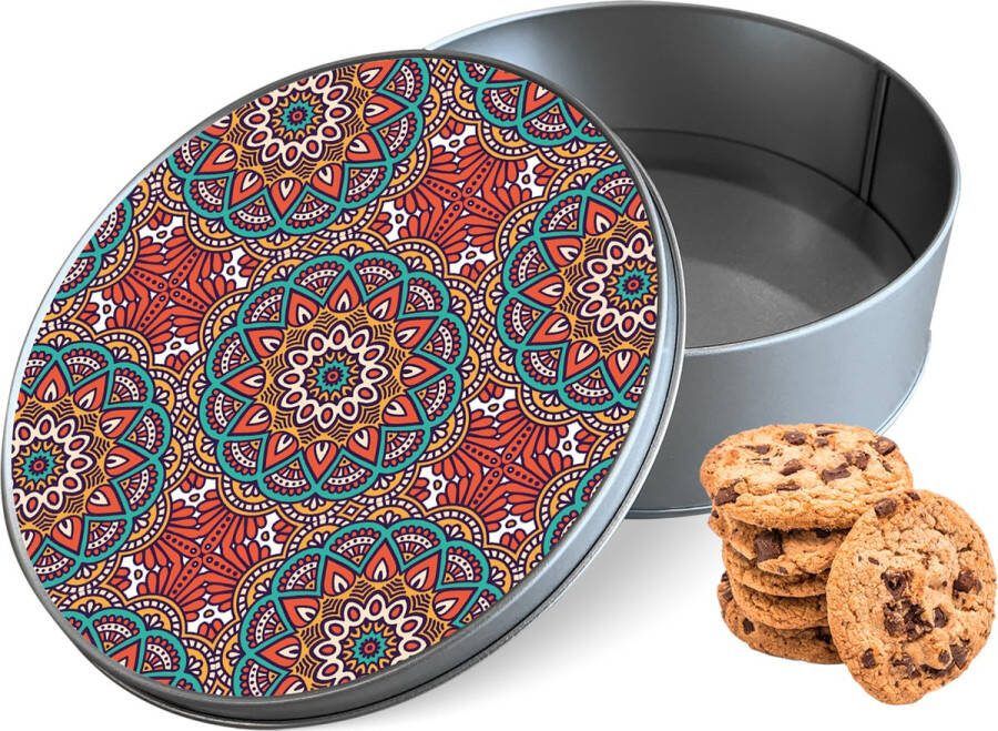 Knaldeals.com Koektrommel Orientaalse Mandala Rond Bewaarblik 15x15x5 cm