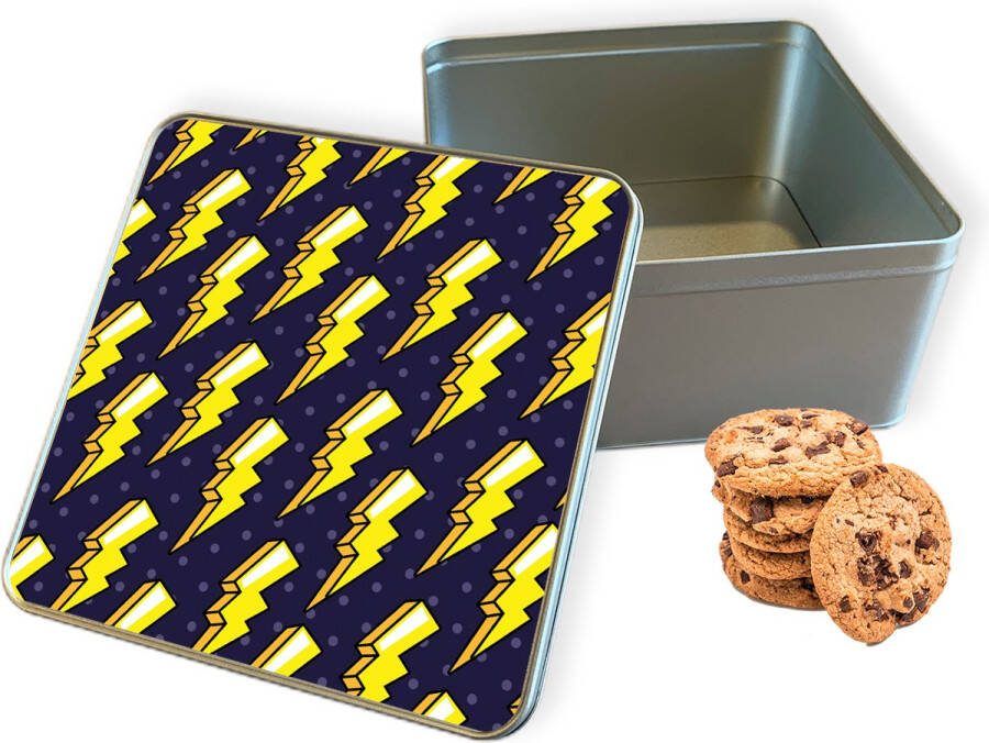 Knaldeals.com Koektrommel Pop Art Lightning Vierkant Bewaarblik 20x20x10 cm