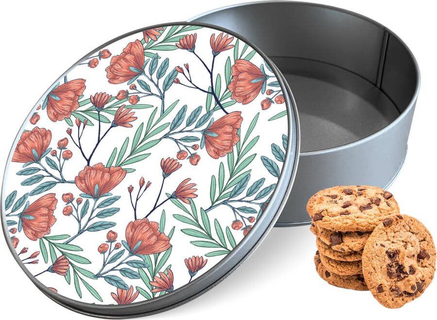 Knaldeals.com Koektrommel Poppy Roses Rond Bewaarblik 15x15x5 cm