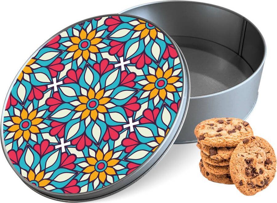 Knaldeals.com Koektrommel Robuuste Mandala Rond Bewaarblik 15x15x5 cm