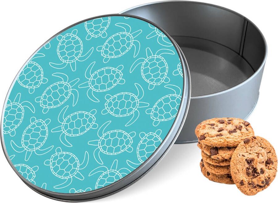 Knaldeals.com Koektrommel Schildpadjes Rond Bewaarblik 15x15x5 cm