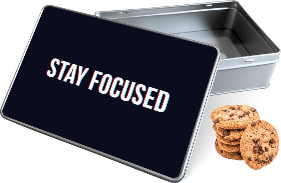 Knaldeals.com Koektrommel Stay Focused Rechthoek Bewaarblik 20x13x5 cm