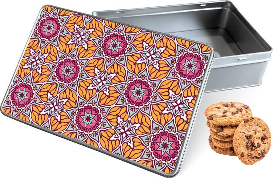 Knaldeals.com Koektrommel Sterbloem Mandala Rechthoek Bewaarblik 20x13x5 cm