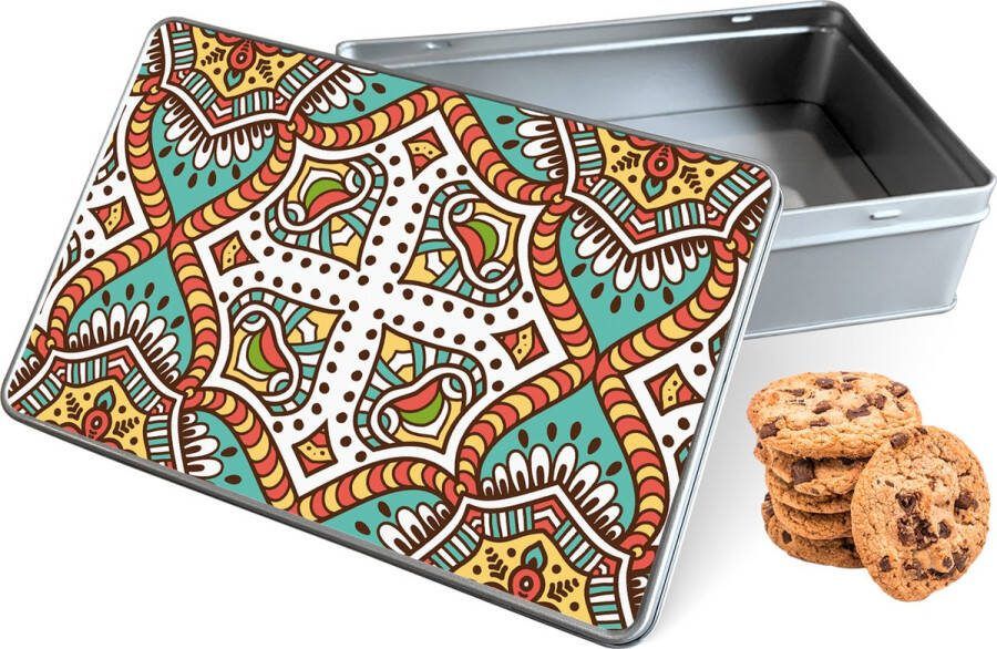 Knaldeals.com Koektrommel Vintage Mandala Rechthoek Bewaarblik 20x13x5 cm
