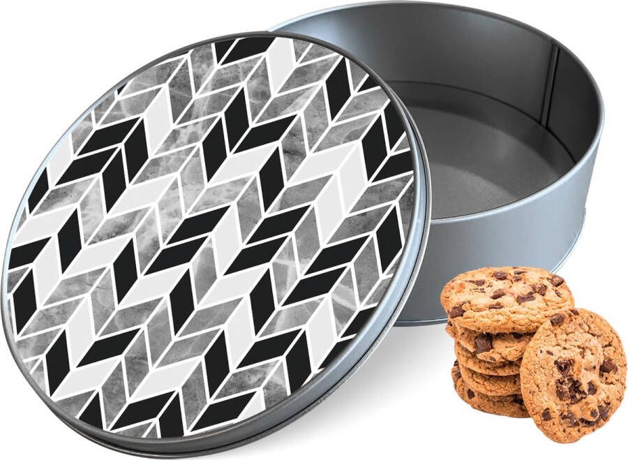 Knaldeals.com Koektrommel Visgraat Marmer Bewaarblik 15x15x5 cm