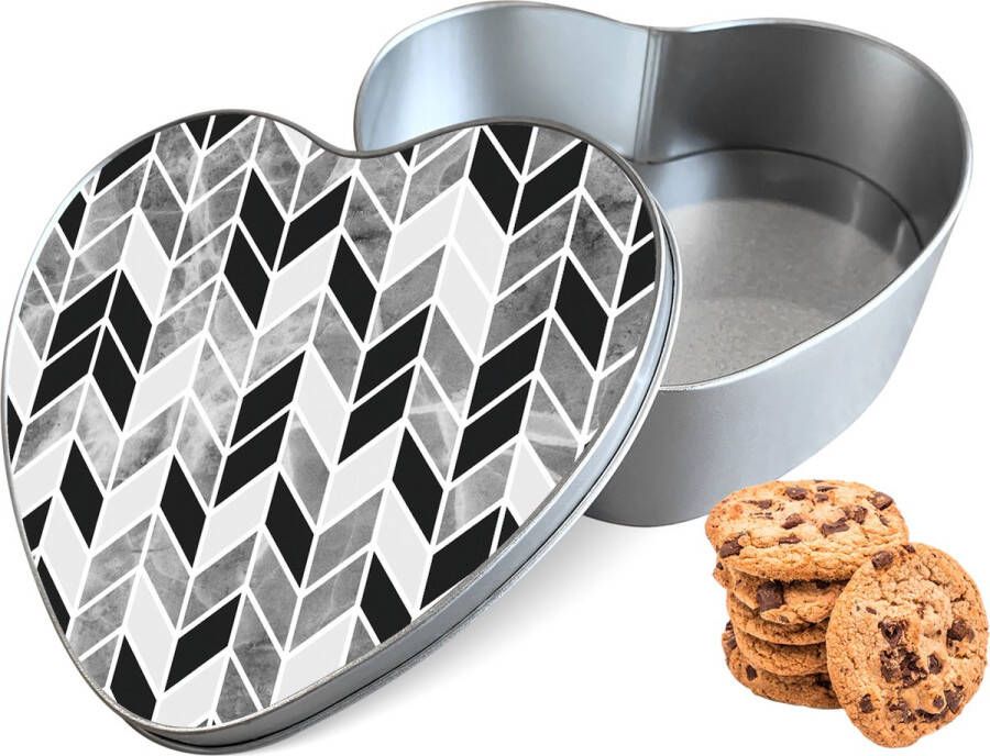 Knaldeals.com Koektrommel Visgraat Marmer Hart Bewaarblik 14x15x5 cm
