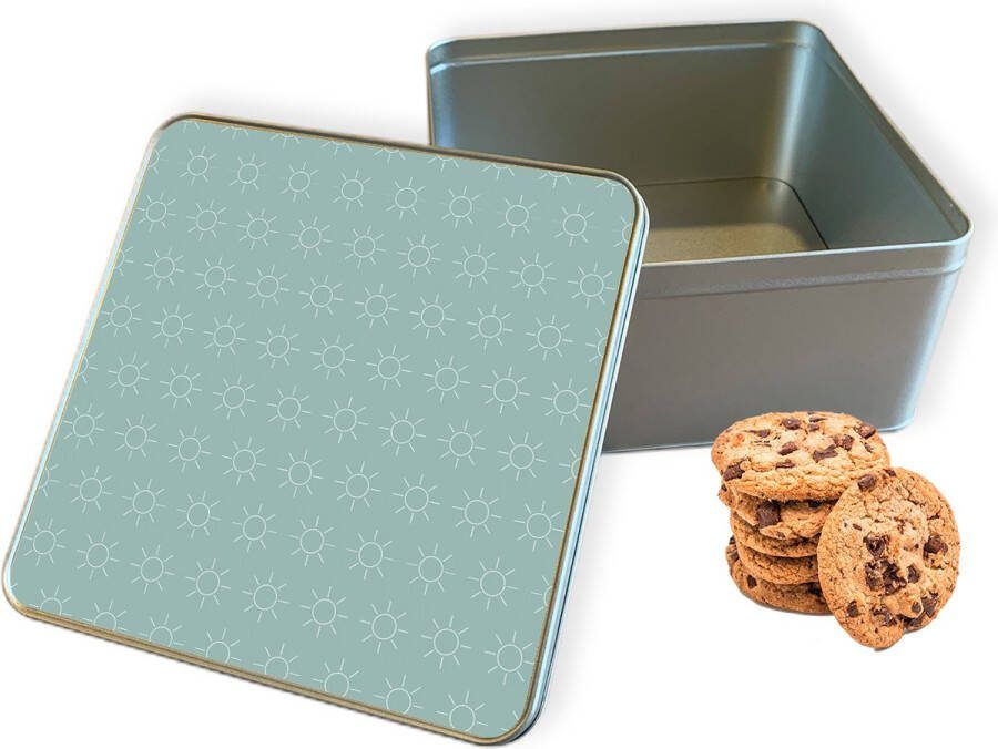 Knaldeals.com Koektrommel Zonnen Vierkant Bewaarblik 20x20x10 cm