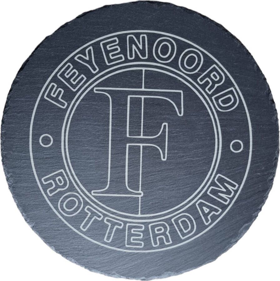 Knaptoetjes Leistenen plank Feyenoord rond 30cm Serveerplank Tapasplank Decoratie Onderzetter Borrelplank Leisteen