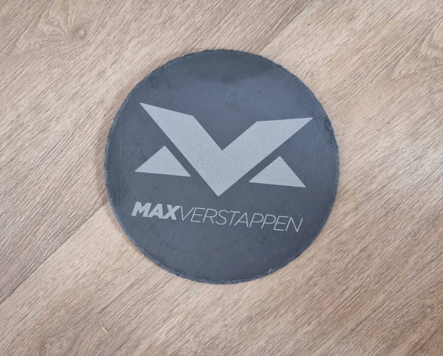 Knaptoetjes Leistenen plank Max Verstappen rond F1 Formule 1 Serveerplank Tapasplank Decoratie Onderzetter Borrelplank 20cm Leisteen