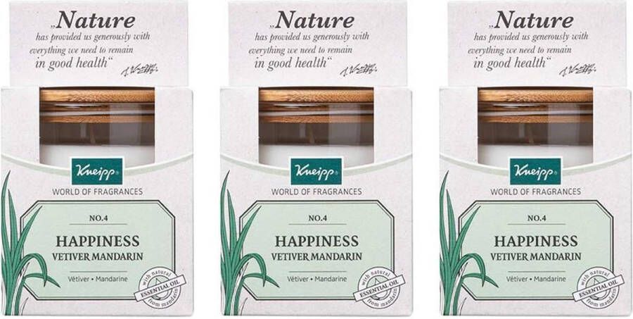 Kneipp 3x Geurkaars Happiness Vetiver en Mandarin