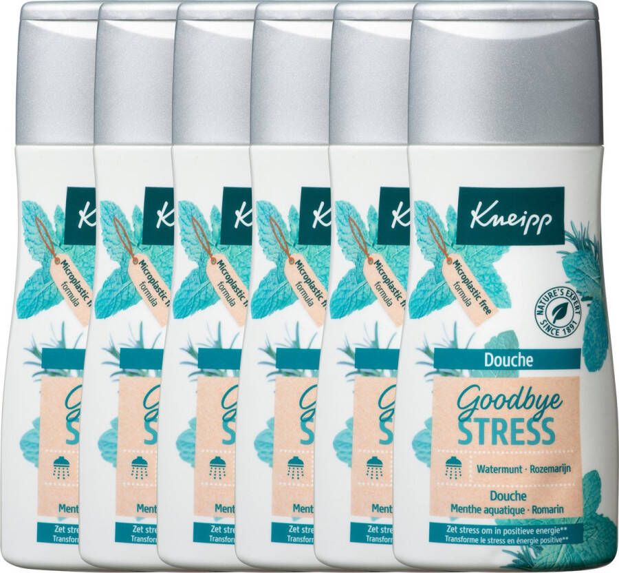 Kneipp Goodbye Stress Douchegel Watermunt en Rozemarijn Ontspannend Vegan Grootverpakking Voordeelverpakking 6 x 200 ml