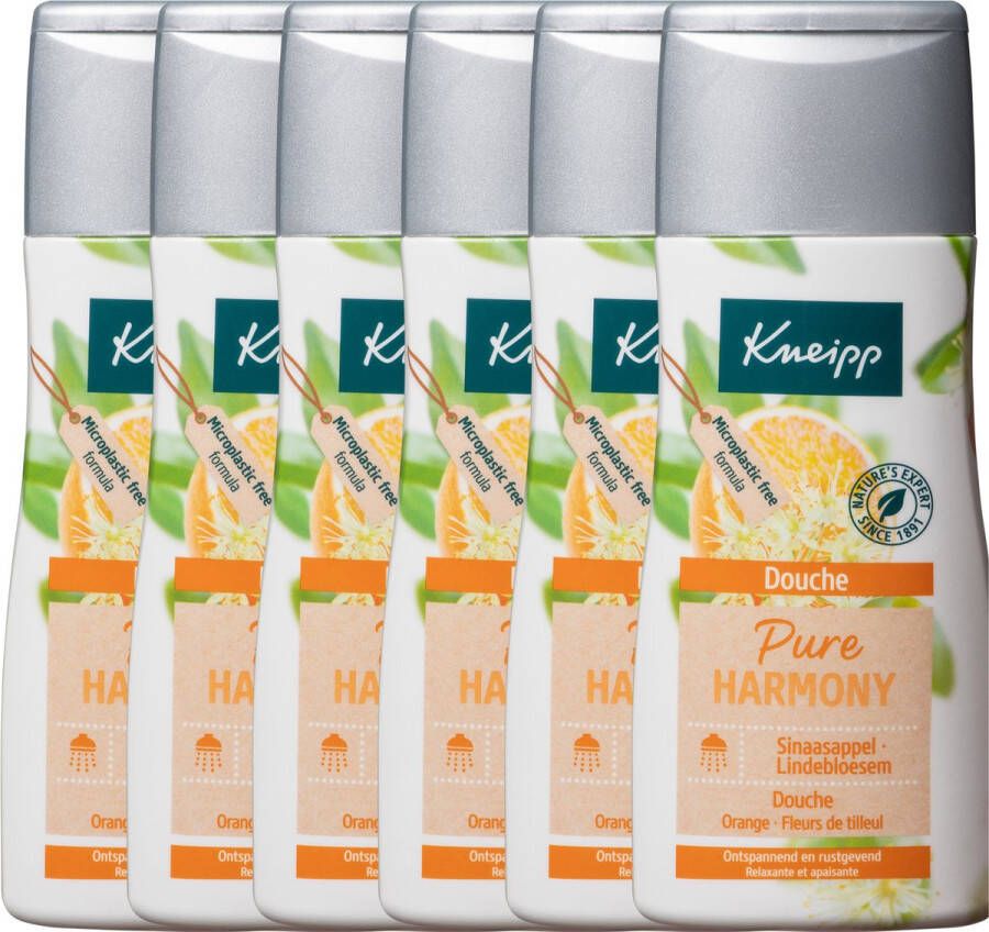 Kneipp Pure Harmony Douchegel Oranje Lindebloesem Vegan Grootverpakking Voordeelverpakking 6 x 200 ml