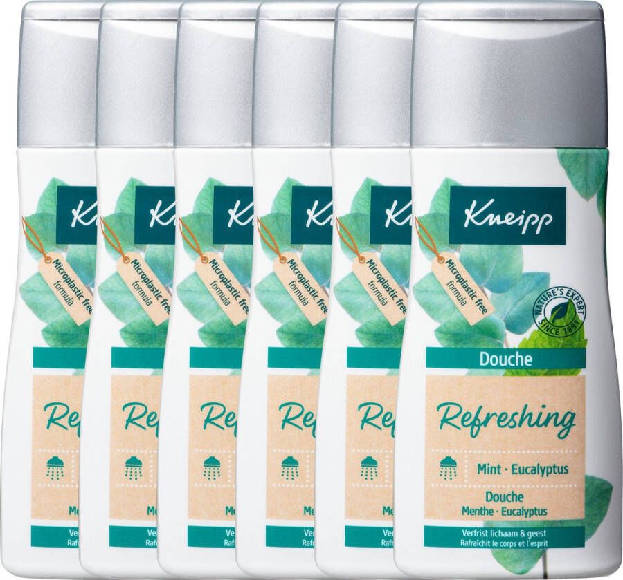 Kneipp Refreshing Douchegel Mint Eucalyptus Vegan Grootverpakking Voordeelverpakking 6 x 200 ml