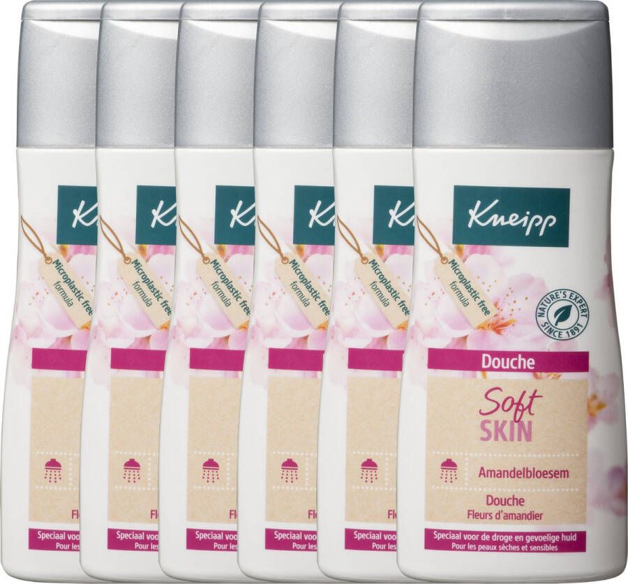 Kneipp Soft Skin Douchegel Amandelbloesem Speciaal voor de droge en gevoelige huid Vegan Voordeelverpakking Grootverpakking 6 x 200 ml