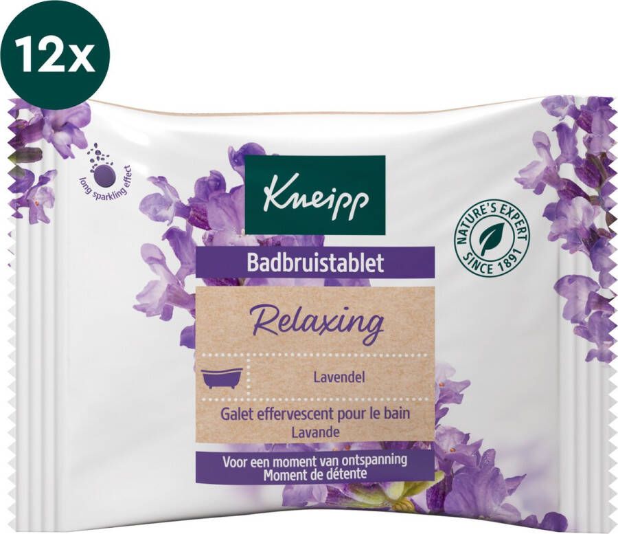 Kneipp badbruistablet Relaxing Voor een ontspannend bad Grootverpakking Voordeelverpakking 12 x 80 gr