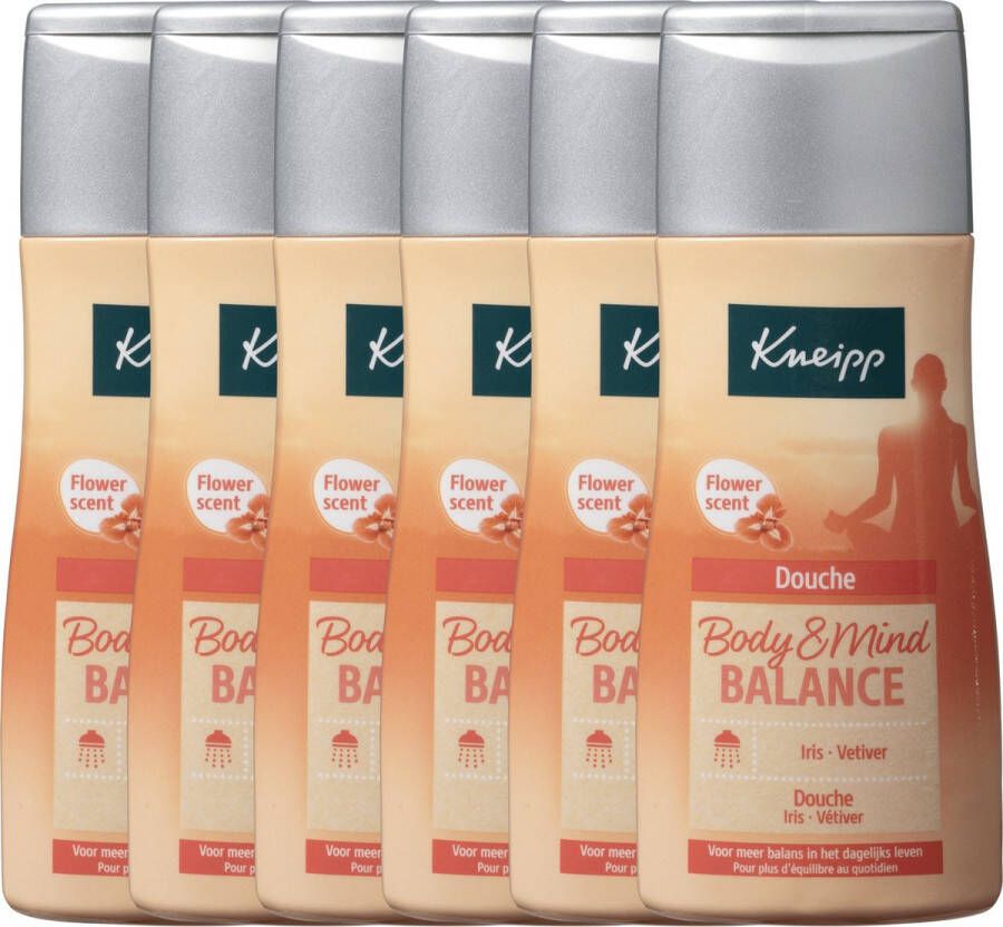 Kneipp Body & Mind Balance Douchegel Iris en Vetiver Voordeelverpakking Grootverpakking Vegan 6x200ml