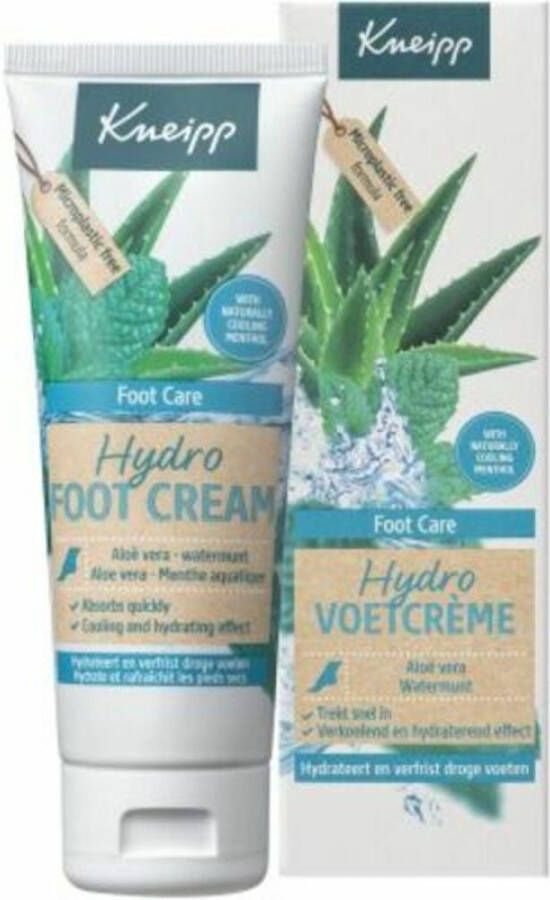 Kneipp Hydro Voetcrème Verkoelende menthol Aloe Vera en Watermunt Verkoelend en hydraterend effect Vegan 1 st 75 ml