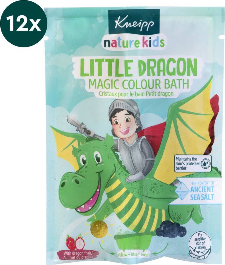 Kneipp Kids Badkristallen Little Dragon Badzout Sachet Groen water Grootverpakking Voordeelverpakking Vegan 12x40 gram