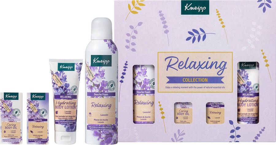 Kneipp Relaxing Luxe Geschenkset Lavendel Giftset Cadeau Vegan Inhoud 200 ml + 75 ml + 2 x 20 ml