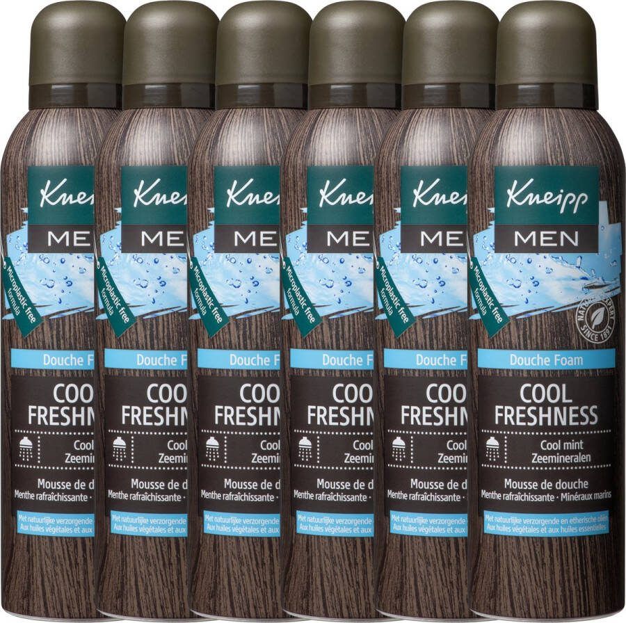 Kneipp Men Douche Foam Cool Freshness Douche schuim Vegan Grootverpakking Voordeelverpakking 6 x 200 ml