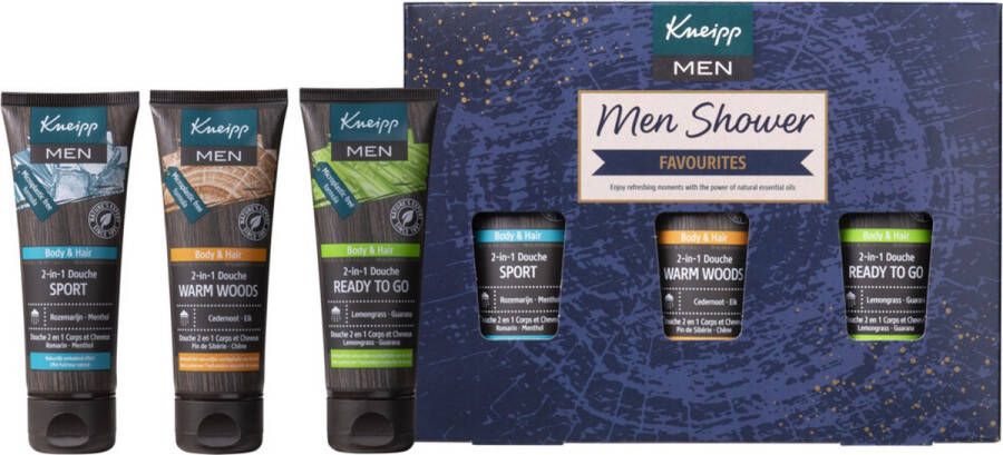 Kneipp Men Geschenkset Shower Favourites 2-in-1 Douche Shampoo Cadeau Giftset Vegan Inhoud 3 x 75 ml