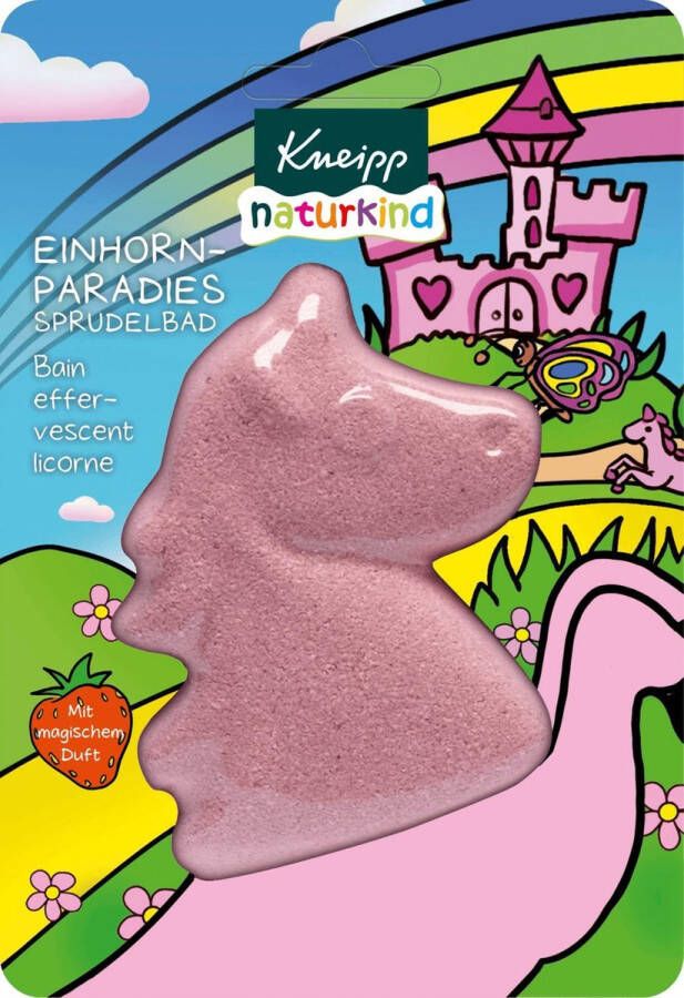 Kneipp naturkind 3D Badbruistablet Unicorn Paradise met natuurlijk aardbei-extract druivenpitolie en avocado-olie (85 g )