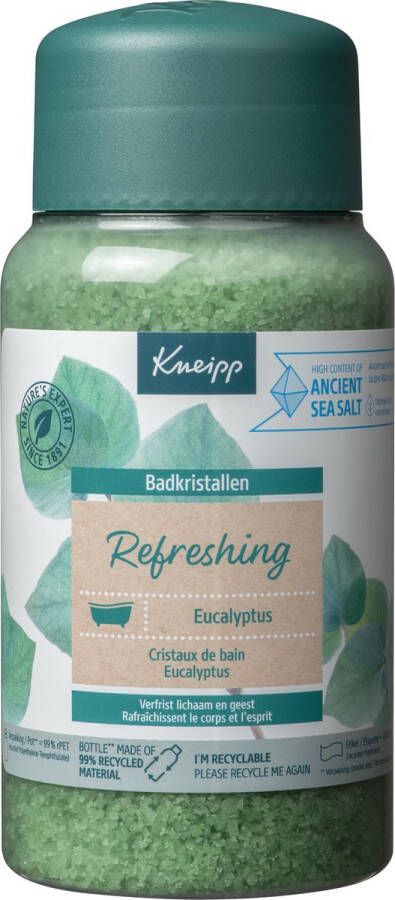 Kneipp Refreshing Badkristallen Badzout Mint Eucalyptus Verfrissend Zuiver thermaal zout Vegan 1 st 600 gram