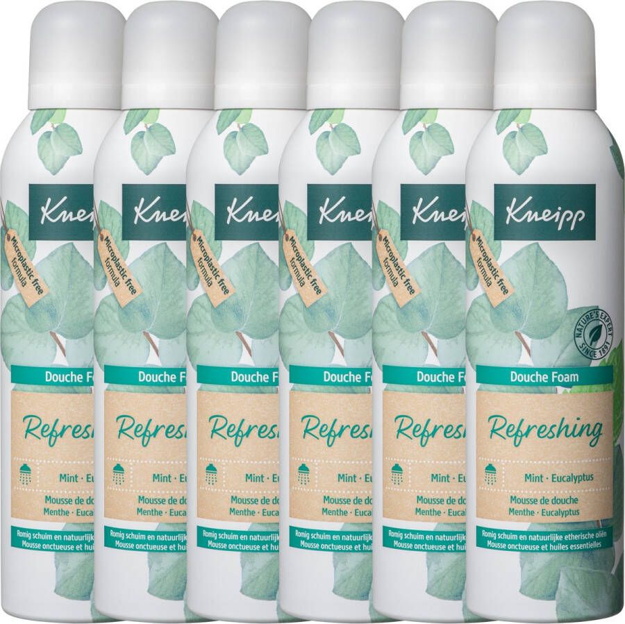 Kneipp Refreshing Douche Foam Mint Eucalyptus Douche schuim Zeepvrij Vegan Grootverpakking Voordeelverpakking 6 x 200 ml