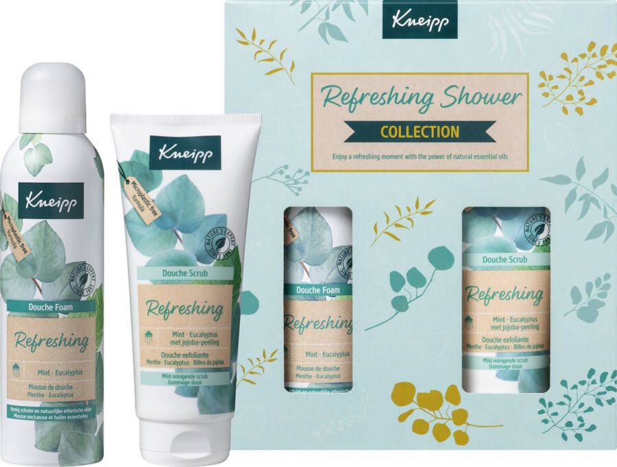 Kneipp Refreshing Luxe geschenkset Mint Eucalyptus Douche foam en douche scrub Giftset Inhoud 2 x 200 ml