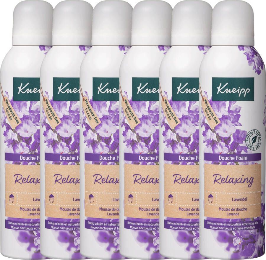 Kneipp Relaxing Douche Foam Lavendel Douche schuim Ontspannend Vegan Voordeelverpakking Grootverpakking 6 x 200 ml