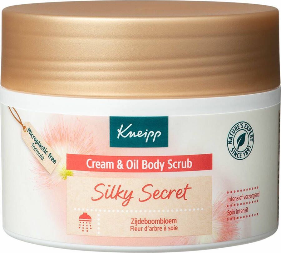 Kneipp Silky Secret Cream & oil body scrub Zijdeboombloesem Voor een intens zachte en verzorgde huid 1 st 200 gr