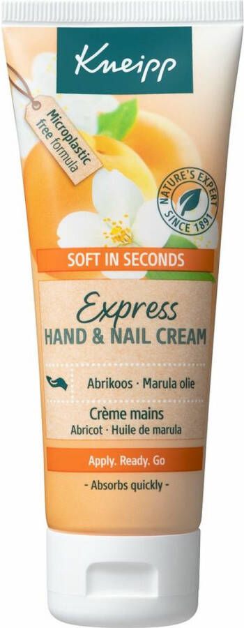 Kneipp Soft In Seconds Express hand & nagelcrème Abrikozenmelkextract Trekt snel in Voor fluweelzachte handen en verzorgde nagelriemen 1 st 75 ml