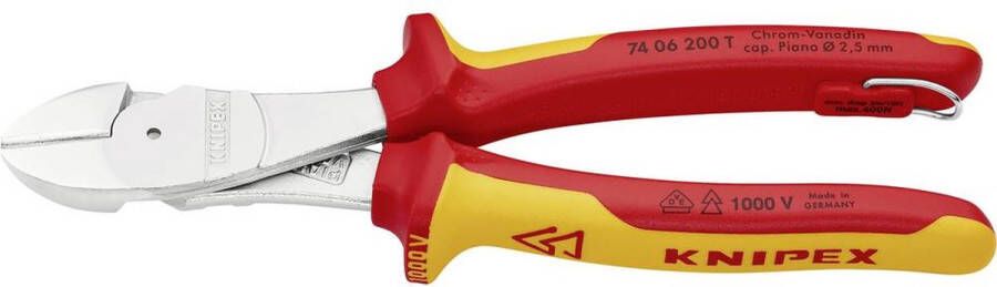 Knipex Con anello di fissaggio isolante incorporato per agganciare una protezione antic 74 06 200 T VDE Kracht-zijsnijt