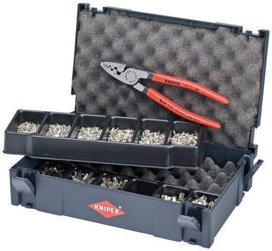 Knipex 97 90 05 Krimptang Adereindhulzen 0.25 tot 16 mm² Incl. Tanos mini-systainer Incl. assortiment adereindhulzen