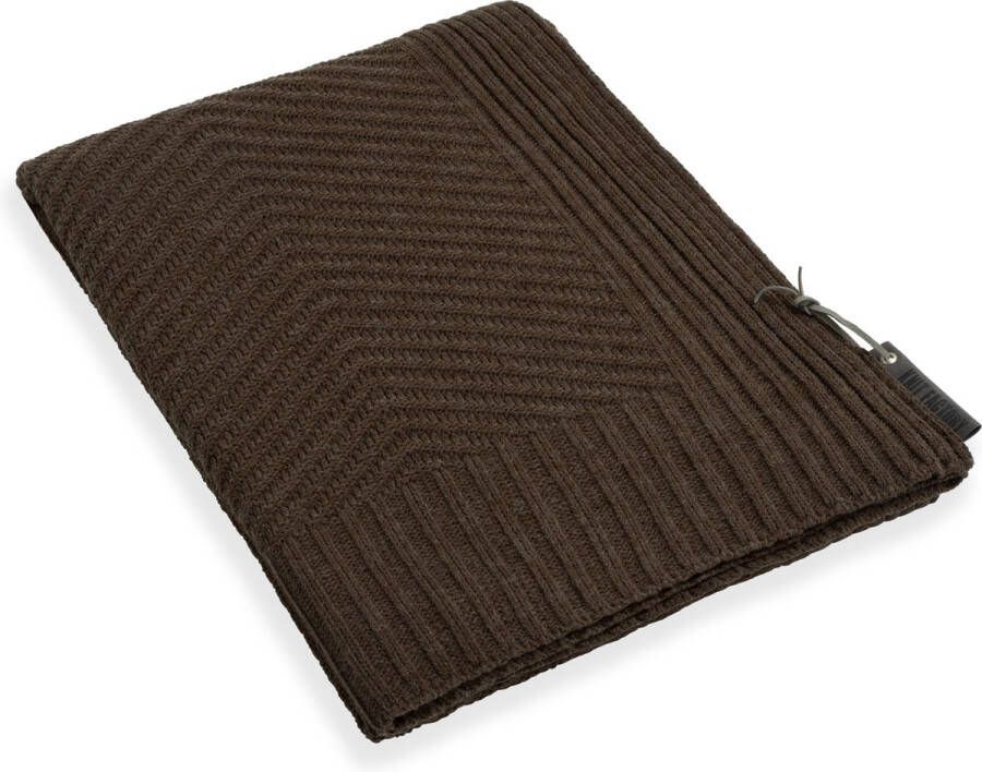 Knit Factory Beau Gebreid Plaid Woondeken plaid Wollen deken Kleed Dark Taupe 160x130 cm