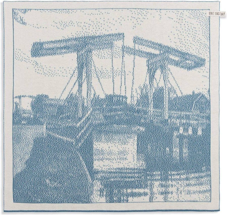 Knit Factory Gebreide Keukendoek Keukenhanddoek Brug Handdoek Vaatdoek Keuken doek Ecru Ocean 50x50 cm