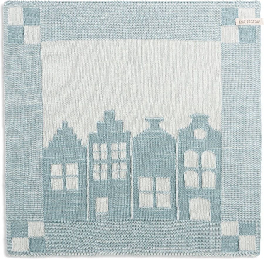 Knit Factory Gebreide Keukendoek Keukenhanddoek House Handdoek Vaatdoek Keuken doek Ecru Stone Green 50x50 cm