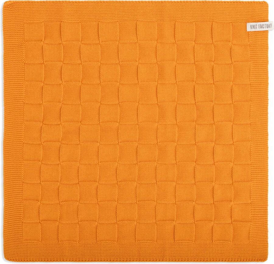Knit Factory Gebreide Keukendoek Keukenhanddoek Uni Handdoek Vaatdoek Keuken doek Orange Oranje 50x50 cm