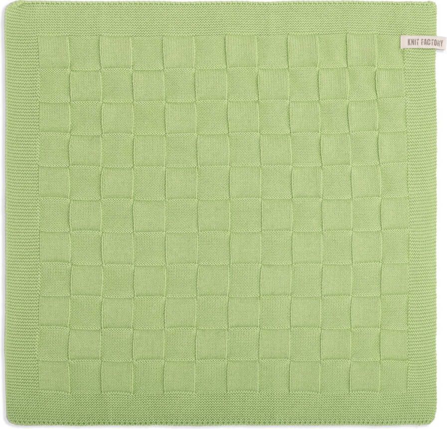 Knit Factory Gebreide Keukendoek Keukenhanddoek Uni Handdoek Vaatdoek Keuken doek Spring Green Groen 50x50 cm