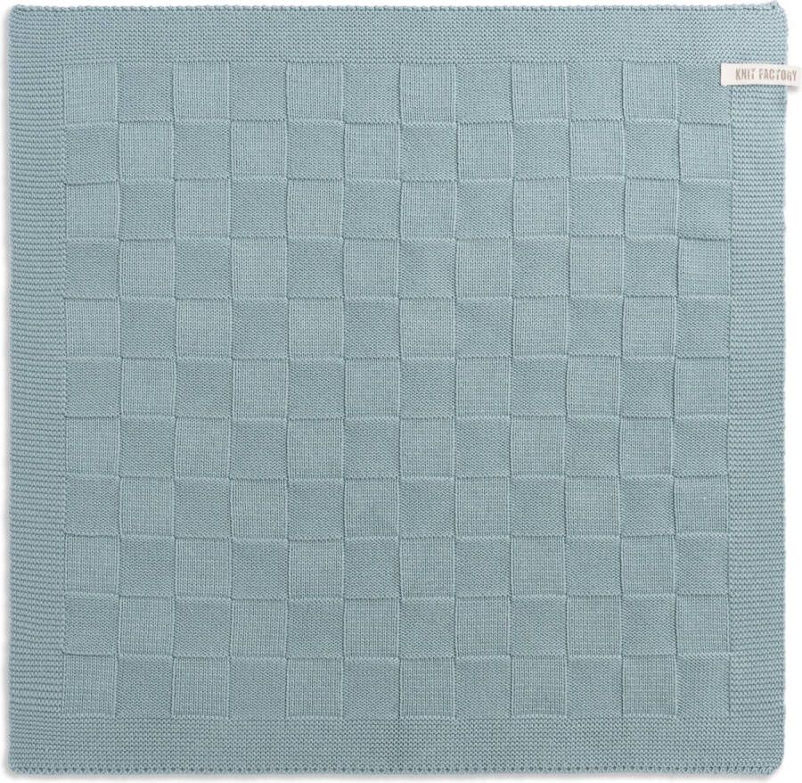 Knit Factory Gebreide Keukendoek Keukenhanddoek Uni Handdoek Vaatdoek Keuken doek Stone Green Groen 50x50 cm