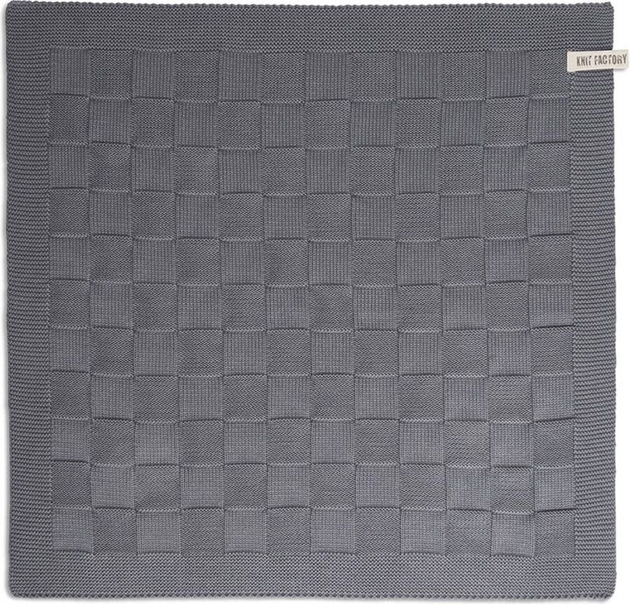 Knit Factory Gebreide Keukendoek Keukenhanddoek Uni Handdoek Vaatdoek Keuken doek Med Grey Donkergrijs 50x50 cm