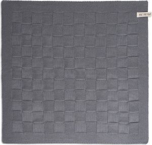 Knit Factory Gebreide Keukendoek Keukenhanddoek Uni Med Grey 50x50 cm