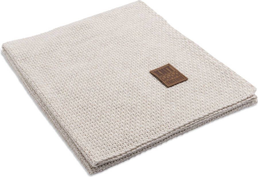 Knit Factory Jesse Gebreid Plaid Woondeken plaid Wollen deken Kleed Beige 160x130 cm